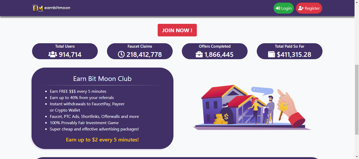 Earnbitmoon dashboard